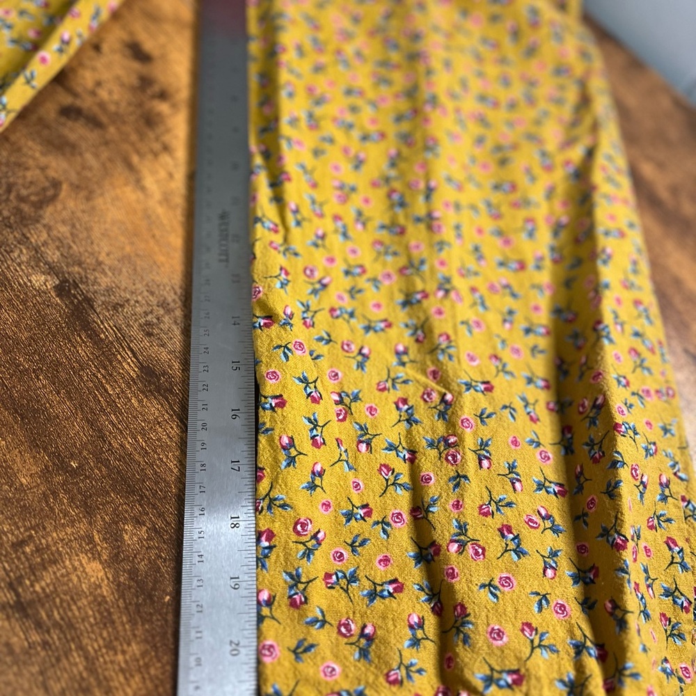 Handmade Floral Print Mustard Yellow Overalls Jumpsuit - Picture 8 of 8